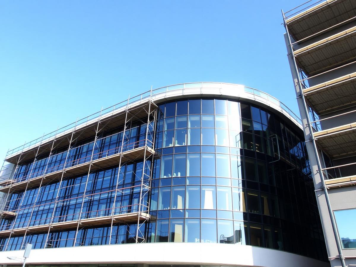 Modern commercial building under construction